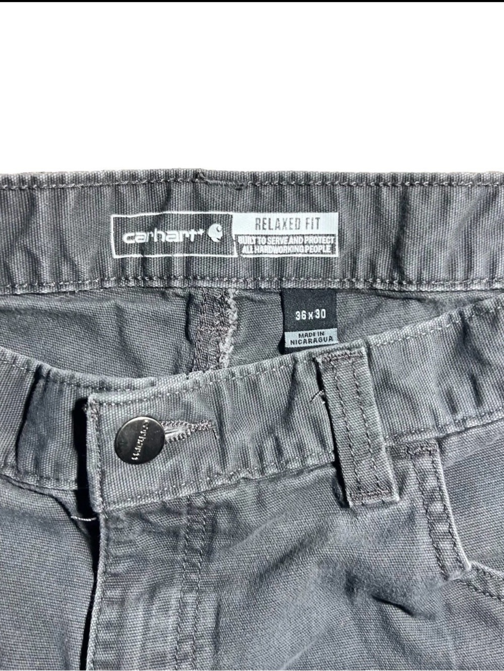 Carhartt Rugged Flex Relaxed Fit Canvas Work Pant 36X30 Gray Durable Mens Wear - Picture 4 of 5